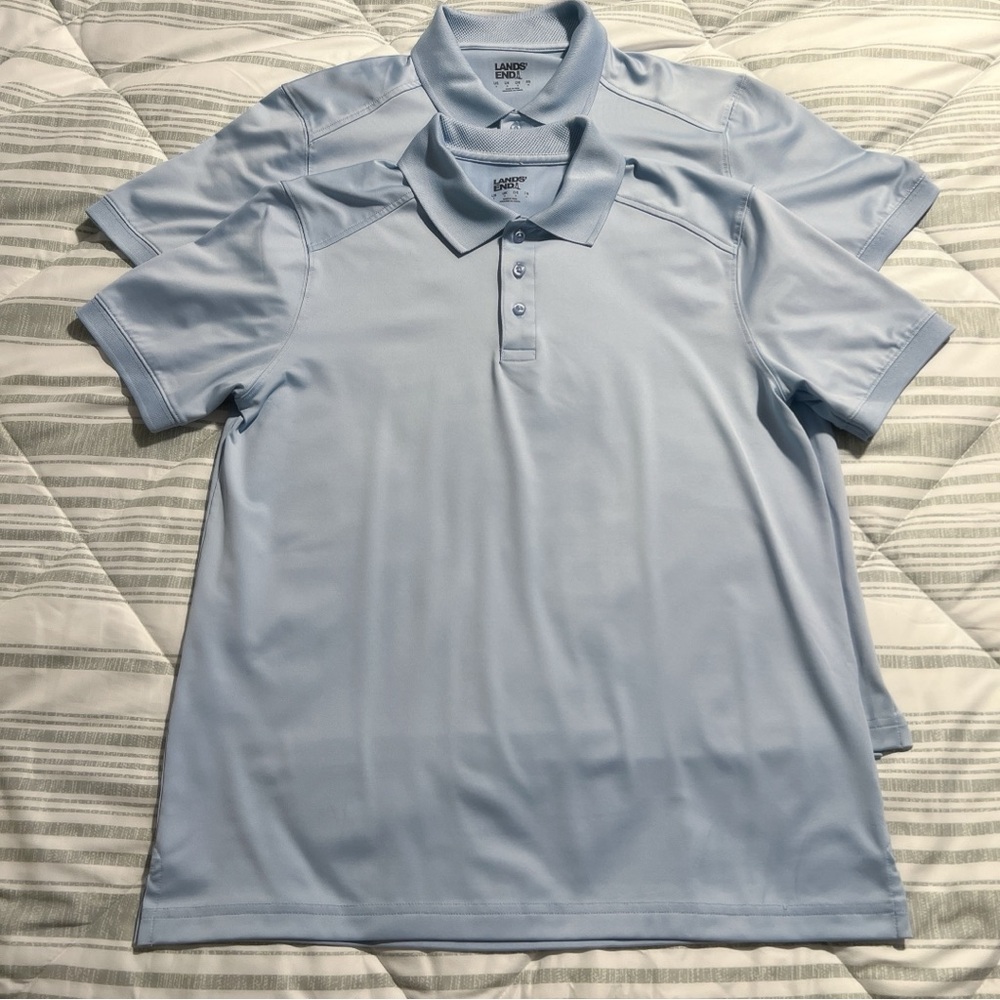 Lands' End Men's Light Blue Polo Shirt